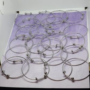 Charm Bracelet Blanks Silver Tone Set Of 23